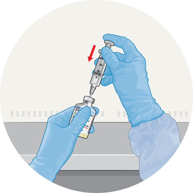 Second step in preparing TRODELVY infusion is to reconstitute the vitals.