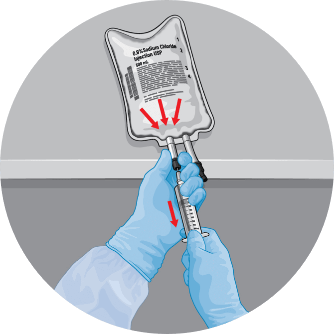 Fourth step in preparing TRODELVY infusion is to prepare the infusion bag.