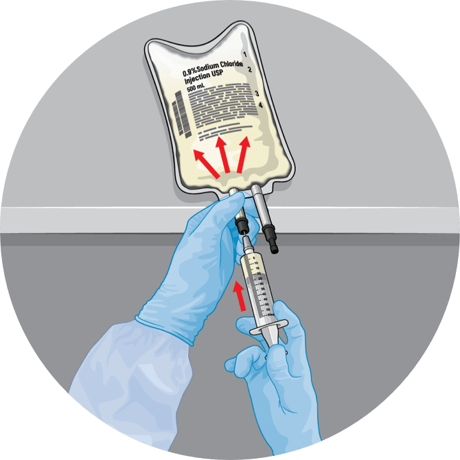 Sixth step in preparing TRODELVY infusion is to add the reconstituted solution to the final infusion bag.