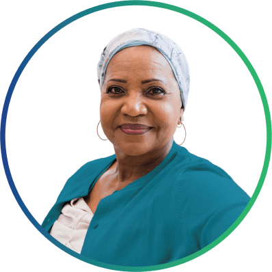 Clara, a patient with HR+/HER2- mBC. Actor portrayal.