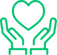 Icon of hands holding a heart for alternate assistance options